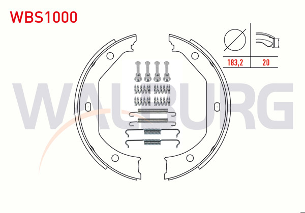WALBURG WBS1000 | Fren Pabuç Balata Arka Aksesuarlı BMW 1 Serisi 123 D 183,2X20 mm 2004-2012 / 3 Serisi 320 İ 2005-2011 / 3 Serisi 320 D 2005-2011 / 3 Serisi 320 D 1998-2005 / 5 Serisi 520 D 1995-2003