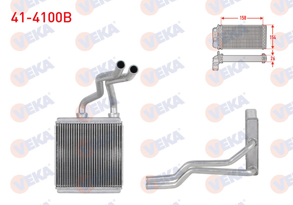 VEKA 41-4100B | Kalorifer Radyatörü Brazing (4mm Fin) Suzuki Splash 1.2İ-1.3 CDTI 2008-/ Opel Agila B 1.2 2007 -