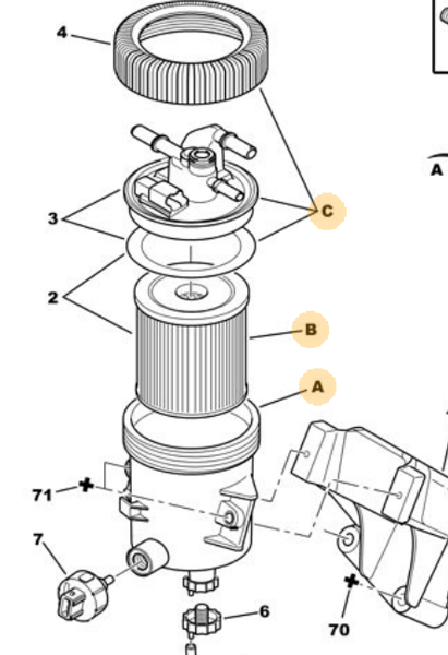 MOPAR (PSA) 1901.65 | Yakıt Filtresi P206/P307/P406/P607/P806/P807 Expert II Berlingo C4 I C5 I-II C8 Jumpy II Scudo II 2.0/2.2 HDI