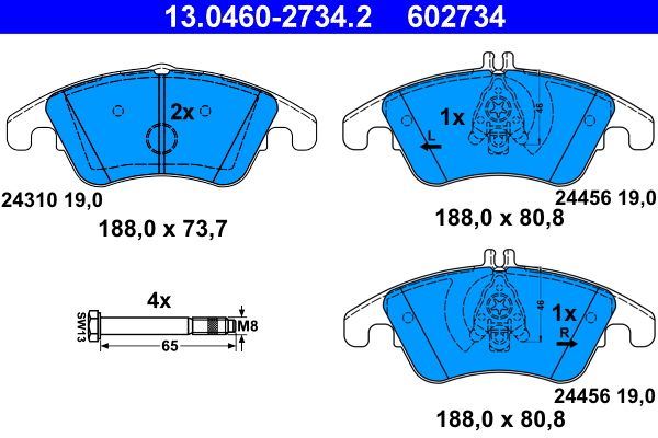 ATE 13.0460-2734.2 | Fren Balatası Ön W204 07 > 14 S204 07 > 14 C204 11 > C218 11 > 17 W212 09 > 15 C207 09 > 16