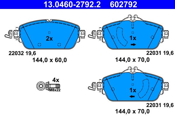 ATE 13.0460-2792.2 | Fren Balatası Ön W205 14 > S205 14 > C205 15 > A205 16 > W213 16 > S213 16 > A238 17 > Güçlü Formul