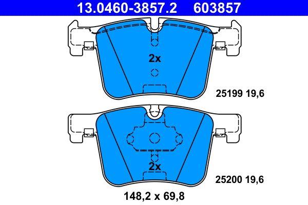 ATE 13.0460-3857.2 | Fren Balatası Ön BMW F20 F30 X3 E83 F25 F22 F23 F31 F34 F32 F33 F36