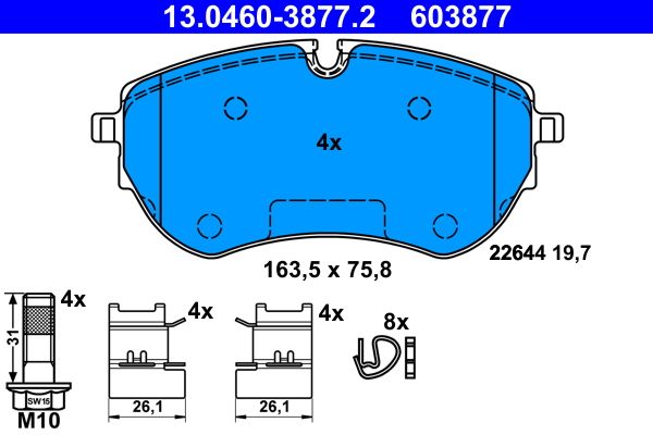 ATE 13.0460-3877.2 | Ön Fren Balatası VW Amarok 16- 3.0 TDI