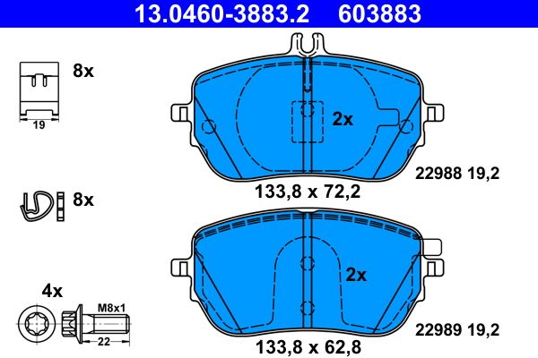 ATE 13.0460-3883.2 | Fren Balatası Ön W177 18 > W247 18 > C118 19 >