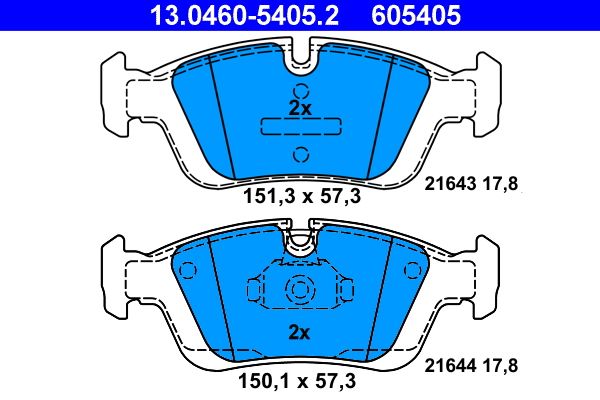 ATE 13.0460-5405.2 | Fren Balatası Ön BMW E46 E36 Z3 Z4 E85 91>05