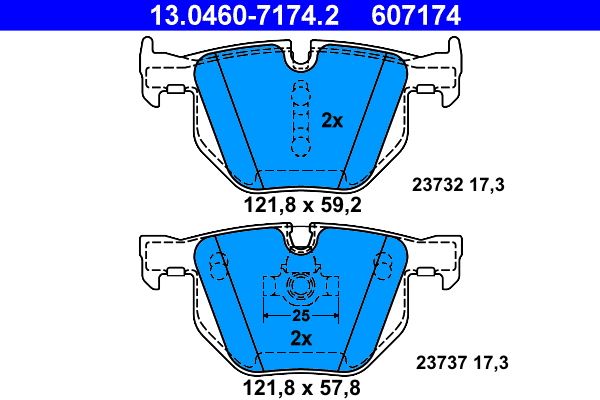 ATE 13.0460-7174.2 | Arka Fren Balatası BMW E60 E61 E63