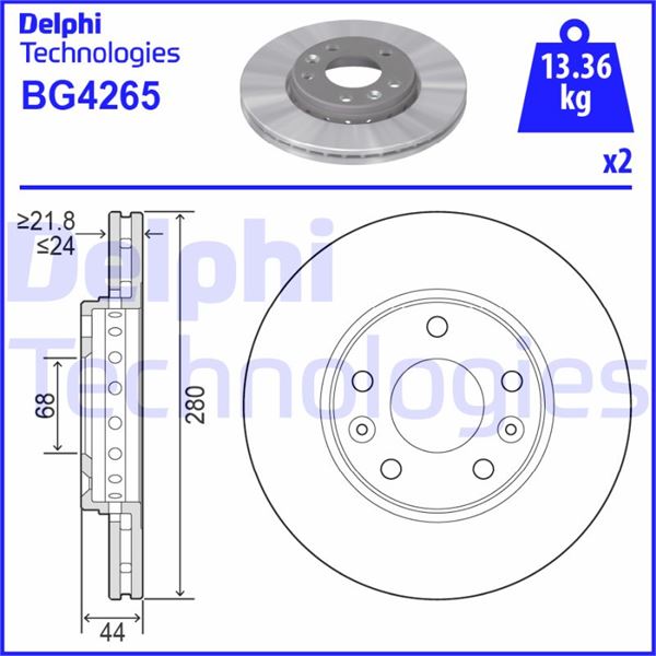 DELPHI BG4265 | Fren Diski Ön Hava Kanallı Captur II Duster II Fluence Megane III/IV 1.2-1.5 K9k/H5h