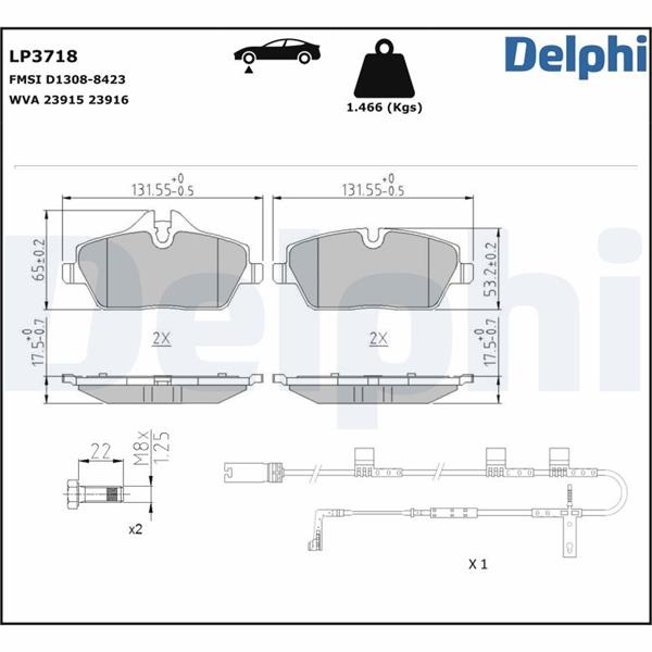 DELPHI LP3718 | Fren Balatası Ön Mini Mini Clubman 10 / 2007-06 / 2014
