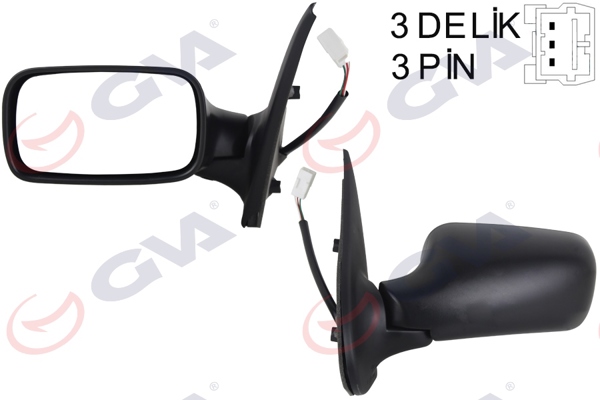 GVA 1021105 | Dış Dikiz Aynası Sol Palio 98 > Elektrikli Konveks 3 Fiş Vm-155E-5Dl