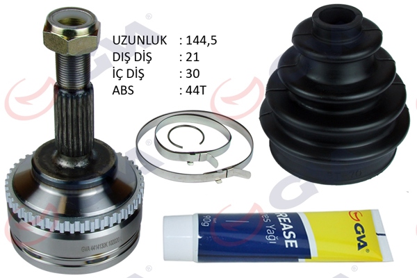 GVA 4414130K | Aks Kafası Dış Ön Clio II 98-05 Kangoo 98-08 1.5 DCI ABS Li 44Diş 21X30x52.2 144.5mm