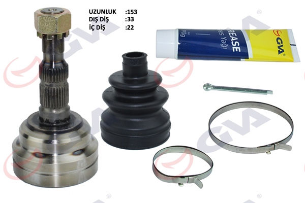 GVA 4490005K | Aks Kafası Dış Astra G-Zafira A 1.4 / 1.6 16V 98-05 33X22x52 153.5mm