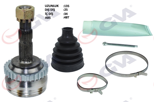 GVA 4490210K | Dış Aks Kafası Corsa B-C 94 > 06 Combo B-C 94 > 11 Tigra B 04 > 10 Meriva A 04 > 10 ABS Li 29 Diş 22X28x52 150mm