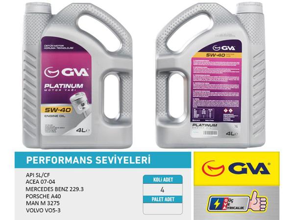 GVA 9920182 | Motor Yağı 5W40 4 Lt Platınum Tam Sentetik Apı Sl / Cf | 4 Adet