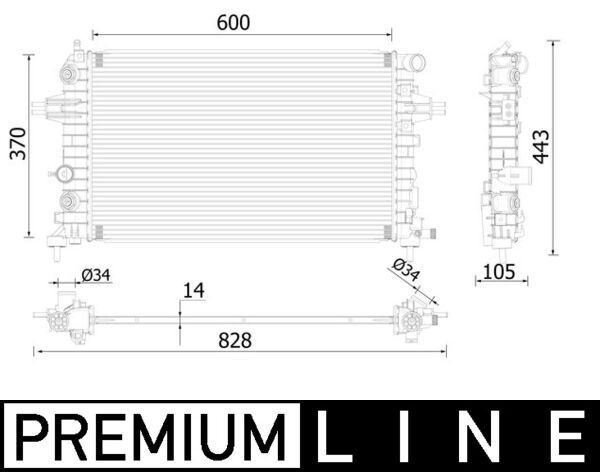 MAHLE CR2226000P | Su Radyatörü 600×370X14 Opel Astra H 14 18 (Eno:8Mk376908481)