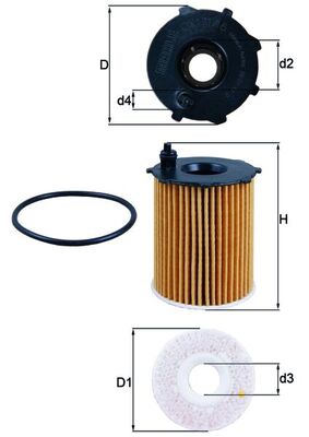 MAHLE OX171.16D | Yağ Filtresi Panda-Punto-500 0.9 12 > Alfa Mıto 0.9 11 >