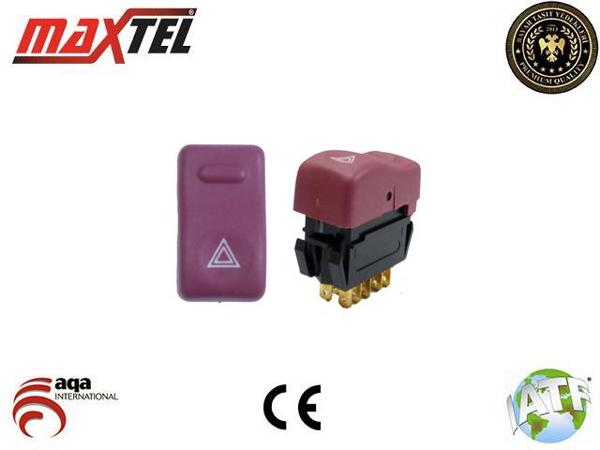 MAXTEL 162 04 001 | Dörtlü Flaşör Anahtarı 9 Fişli Renault Express