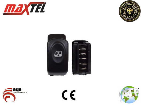MAXTEL 182 04 099 | Cam Kaldırma Anahtarı Ön Sol 5 Pin Tekli Siyah Renault Clio I 90-98, Kangoo I 98-07, Megane I 96-03