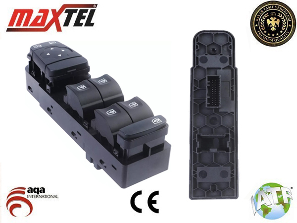 MAXTEL 182 04 253 | Cam Kaldırma Anahtarı Ön Sol 24Pın Ayna Katlamasız Renault