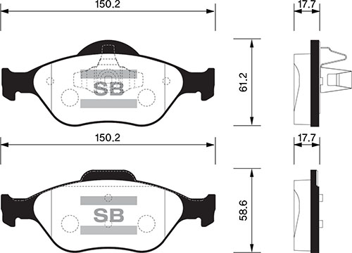 HI-Q SP1565 | Ön Balata Fiesta 1.4 TDCI ABS li 00 > Fusion 02 > Mazda 121 96 > Mazda 2 03 >
