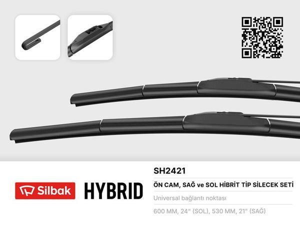 SİLBAK SH2421 | Ön Cam Silecek Süpürgesi Sol 600 mm / Sağ 530 mm Hybrıd Citroen C4