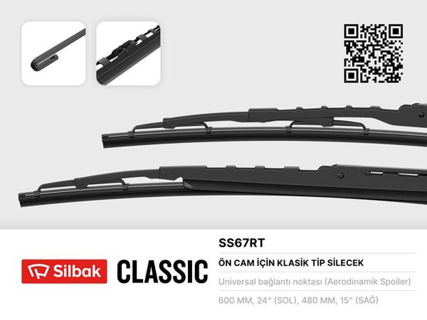SİLBAK SS67RT | Silecek Süpürgesi 600 / 380mm Ruzgarlıklı Euro Civic 04 / 01 12 / 06