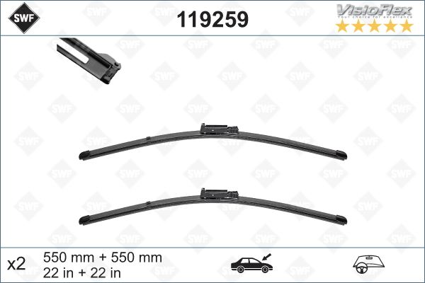 VALEO 119259 | Silgi Süpürgesi Tk 55 + 55Cm 05-09 Aı.A6 Flat Blade | 2 Adet