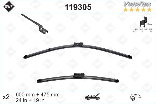VALEO 119305 | Silgi Süpürgesi Tk 60 + 48Cm 06 > Golf.5.6-Jtt-Pss-Caddy-Vectra.C | 2 Adet