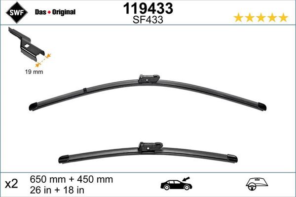 VALEO 119433 | Silecek Süpürgesi Ön Tk. (650mm / 450mm) G32 17 >