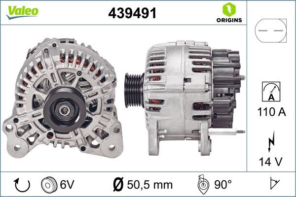 VALEO 439491 | Alternatör VW Touran, Audi A3, Golf V, Seat Leon, Skoda Octavia