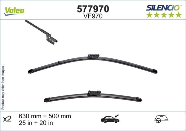 VALEO 577970 | Silecek Süpürgesi 650 / 500mm (Muz Tip) Volvo C30 06 > Volvo S40 / V50 06 > Volvo S80 06 > Focus IV BMW