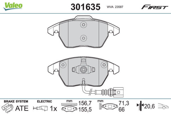 VALEO 9001002 | Fte Ön Fren Balatası-Kablolu-17,2 mm (VW Caddy 04-15 Golf 04-14 Passat 06-11 Polo 10 -