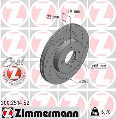 ZIMMERMANN 200.2514.52 | Nissan Primera P11 96-02 Almera 00-08 Delikli Ön Fren Diski 305*5 Kaplamalı | 2 Adet