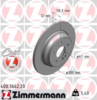 ZIMMERMANN 400.3662.20 | Fren Diski Arka Mercedes S-Class W221 C216 | 2 Adet