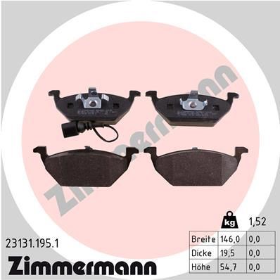 ZIMMERMANN 23131.195.1 | Fren Balatası Ön Polo-Golf 4-Bora-A3