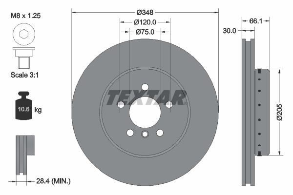 TEXTAR 92265725 | Fren Diski F-10 / 11 Ön 525 Dx / 528 / 530 / 535 Tek