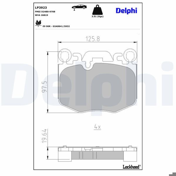 DELPHI LP3923 | Fren Balatası Ön BMW 5 (G60 G90 G68) G61 7 (G70)