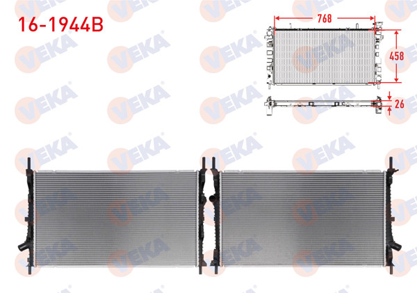 VEKA 16-1944B | Su Radyatörü Brazing Ford Tourneo-Transit Custom (V362) 2.0 Ecoblue 2015-/ V363 2.0 Ecoblue 2016 -