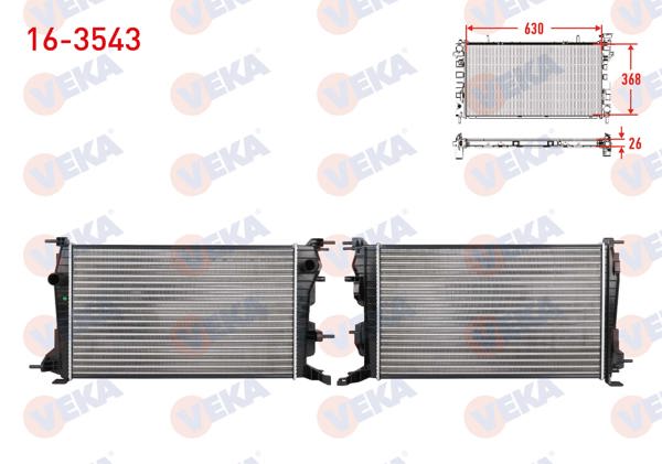 VEKA 16-3543 | Su Radyatörü Mekanik Renault Fluence (L30) 1.5 DCI A-T / M-T Ac + /-2009 -