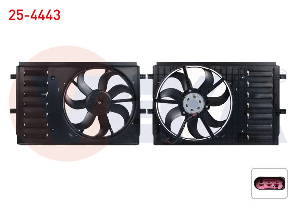 VEKA 25-4443 | Fan Motoru Davlumbazlı VW Polo (9N) 1.4 16V 2001-2007 / Polo V (6R1) 1.4 TSI 2012-2014 / Audi A1 (8X1) 1.4 TSI 2014-2018 / Seat Ibiza IV (6J5, 6P1) 1.4 TDI 2008-2010 / Toledo IV (Kg3) 1.2 TSI 2012-2015