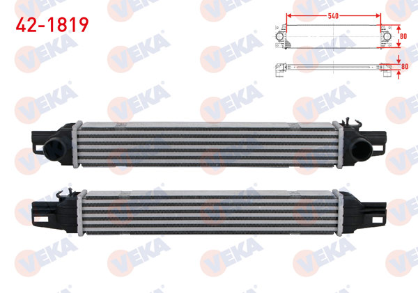 VEKA 42-1819 | Turbo Radyatörü (Intercooler) (Euro 5-Euro 6) Fiat Fiorino 1.3 Mjt 2015-/ Citroen Nemo 1.3 HDI 2015-/ Peugeot Bipper 1.3 HDI 2015 -
