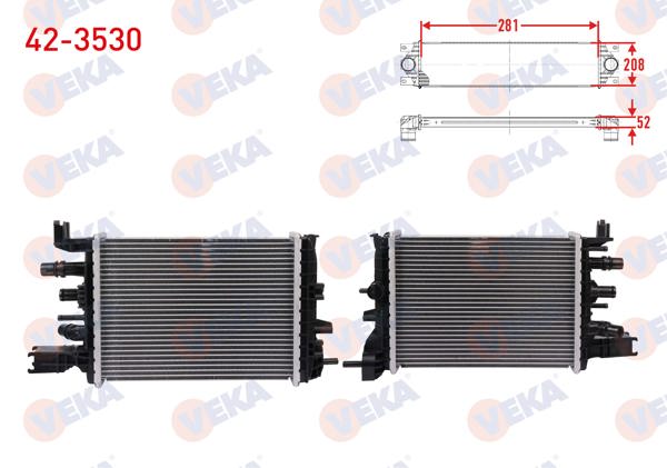 VEKA 42-3530 | Turbo Radyatörü (Intercooler) Euro 6 Dacia Duster 1.5 DCI, Bluedci 2017-/ Lodgy 1.5 DCI, Bluedci 2018-/ Logan II 1.5 DCI 2018-/ Sandero 1.5 DCI, Bluedci 2018 -