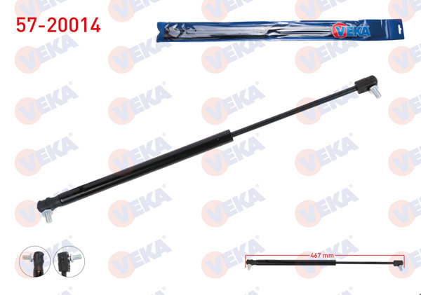 VEKA 57-20014 | Bagaj Amortisörü 467mm / 180N Honda Civic 3 Kapı 1991-1995 | 2 Adet