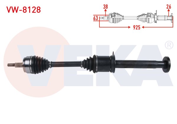 VEKA VW-8128 | Komple Aks Sağ On Uzunluk 925mm Volkswagen Transporter V (7Ha,7Hh,7Ea,7Eh) 2.5 TDI A-T 2003-2011