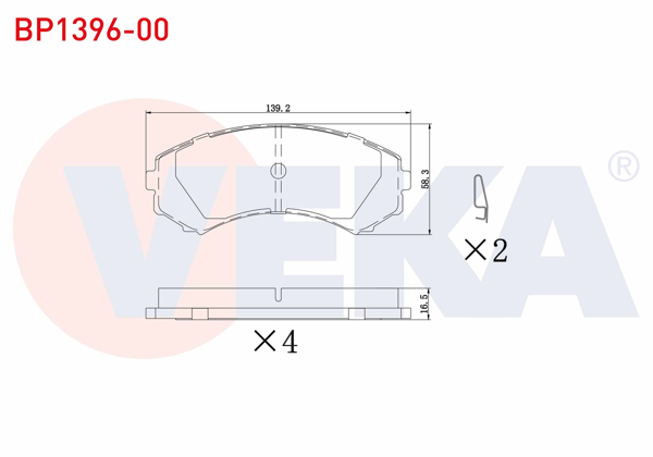 VEKA 139600 | Fren Balatası Ön Fişli Mitsubishi Pajero 00 >