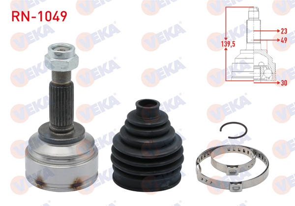 VEKA RN-1049 | Aks Kafası Sol-Sağ On Dıs Renault Clio IV 1.5 DCI M-T 23×30X49 Uzunluk 139,50mm 2012 -