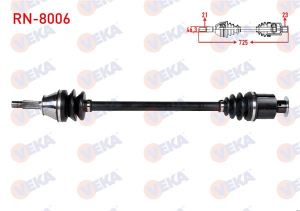 VEKA RN-8006 | Komple Aks Sağ On Renault R9 (L42) 1.4 Uzunluk 727,3mm 1985-2000