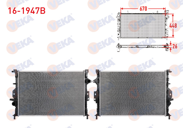 VEKA 16-1947B | Su Radyatörü Brazing Ford Kuga II (Dm2) 1.6 Ecoboost 2012-2015