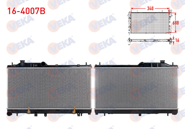 VEKA 16-4007B | Su Radyatörü Brazing Subaru Forester (Sh) 2.5 Awd 2008-2013 / Impreza (Gr) 1.5-2.0 Awd 2008-/ Legacy IV (Bl,Bp) 2.0İ Awd 2003-2009 / Outback (Bl,Bp) 2.5 Awd 2003-2009 / Xv 16İ Awd 2012 -