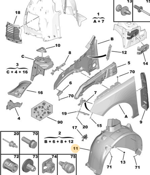 PSA 9819027780 | Sol Çamurluk Davlunbazı