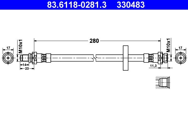 ATE 83.6118-0281.3 | Fren Hortumu-Ford Mondeo I (93-96)